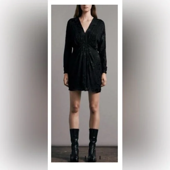 RAG & BONE BLACK MULTI ELOISE BURNOUT DRESS SZ 00 (TXA955) - Picture 8 of 8